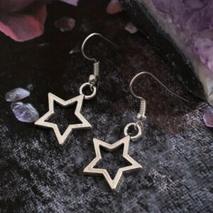 🆕Cute New Tibetan Silvertone Star Charm Dangle Drop Earrings